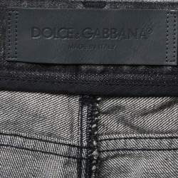 Pre Owned Dolce & Gabbana Grey Embroidered Denim 16 Classic Fit Jeans L/Waist 36"
