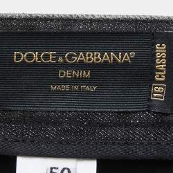 Pre Owned Dolce & Gabbana Grey Embroidered Denim 16 Classic Fit Jeans L/Waist 36"
