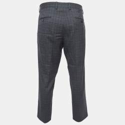 Pre Owned Dolce & Gabbana Dark Grey Checked Wool Tailored Trousers XL