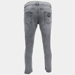 Pre Owned Dolce & Gabbana Grey Denim Slim Fit Jeans L/Waist 35"