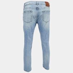 Pre Owned Dolce & Gabbana Blue Denim Distressed Slim Fit Jeans L/ Waist 35"