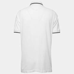 Pre Owned Dolce & Gabbana White Cotton Crown Embroidered Polo T-Shirt XL