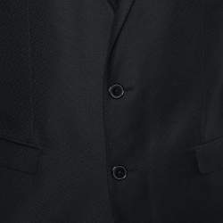 Pre Owned Dolce & Gabbana Black Jacquard Virgin Wool Gold 3 Piece Suit L