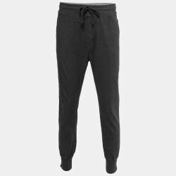 Pre Owned Dolce & Gabbana Charcoal Grey Cotton Drawstring Jogger Pants M