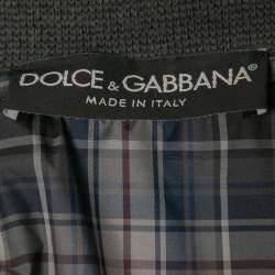 Pre Owned Dolce & Gabbana Black Perforated Cotton Rib Knit Detail Jacket XS