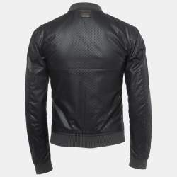 Pre Owned Dolce & Gabbana Black Perforated Cotton Rib Knit Detail Jacket XS
