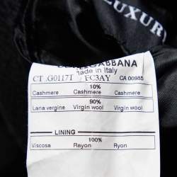 Pre Owned Dolce & Gabbana Black Jacquard Wool & Cashmere Coat XL