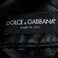 Pre Owned Dolce & Gabbana Black Jacquard Wool & Cashmere Coat XL