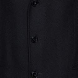 Pre Owned Dolce & Gabbana Black Jacquard Wool & Cashmere Coat XL