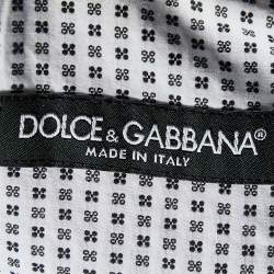 Pre Owned Dolce & Gabbana White Floral Pattern Cotton Button Front Shirt XXL