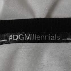 Pre Owned Dolce & Gabbana White Logo Embroidered Cotton Crew Neck Half Sleeve T-Shirt 3XL