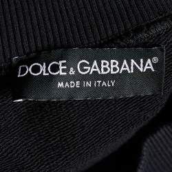 Pre Owned Dolce & Gabbana Black Royal Love Logo Printed Cotton Knit Sweatshirt XL