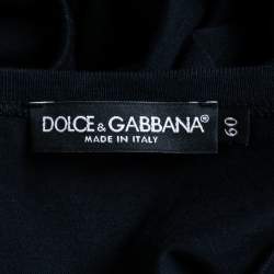 Pre Owned Dolce & Gabbana Navy Blue Cotton Logo Patch Crew Neck Half Sleeve T-Shirt 5XL