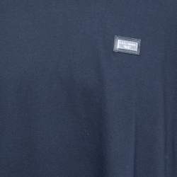Pre Owned Dolce & Gabbana Navy Blue Cotton Logo Patch Crew Neck Half Sleeve T-Shirt 5XL