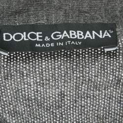 Pre Owned Dolce & Gabbana Grey Distressed Wool Buttoned Sweater L