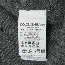 Pre Owned Dolce & Gabbana Grey Distressed Wool Buttoned Sweater L