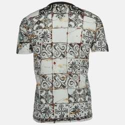 Pre Owned Dolce & Gabbana White All-Over Print Cotton Crew Neck T-Shirt M