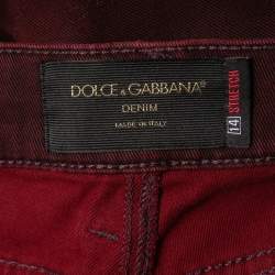 Pre Owned Dolce & Gabbana Burgundy Denim 14 Stretch Jeans M Waist 34"