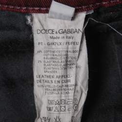Pre Owned Dolce & Gabbana Burgundy Denim 14 Stretch Jeans M Waist 34"