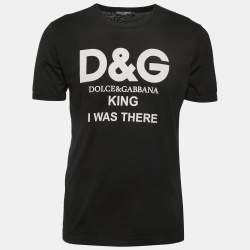 Pre Owned Dolce & Gabbana Black Print Cotton Crew Neck Half Sleeve T-Shirt M