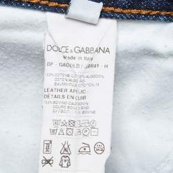 Pre Owned Dolce & Gabbana Blue Ripped Denim 14 Gold Jeans XXL Waist 38"