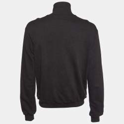 Pre Owned Dolce & Gabbana Black Famiglia Applique Cotton Knit Zip Front Sweater XXL