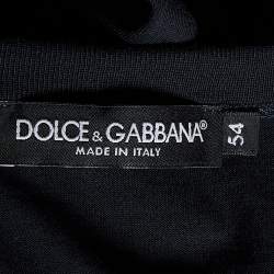 Pre Owned Dolce & Gabbana Black Cotton Knit Applique Detail V-Neck T-Shirt XXL