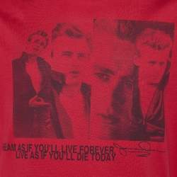 Pre Owned Dolce & Gabbana Red Printed Cotton Knit T-Shirt XXL