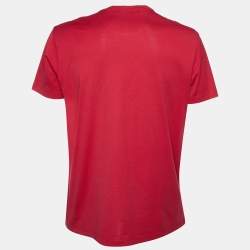 Pre Owned Dolce & Gabbana Red Printed Cotton Knit T-Shirt XXL