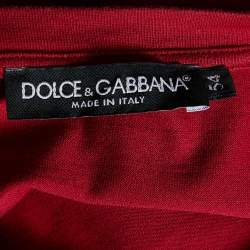 Pre Owned Dolce & Gabbana Red Printed Cotton Knit T-Shirt XXL