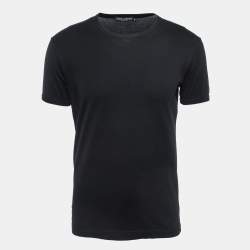 Pre Owned Dolce & Gabbana Black Cotton Crew Neck Half Sleeve T-Shirt S