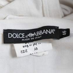 Pre Owned Dolce & Gabbana White Embroidered Cotton Half Sleeve T-Shirt S