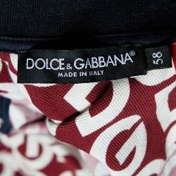 Pre Owned Dolce & Gabbana Bordeaux DG Mania Print Cotton Pique Polo T Shirt 4XL