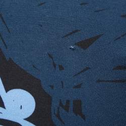 Pre Owned Dolce & Gabbana Blue Printed Cotton Crewneck T-Shirt XS