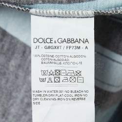 Pre Owned Dolce & Gabbana Blue Printed Cotton Crewneck T-Shirt XS