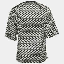 Pre Owned Dolce & Gabbana Cream All-Over Cat Print Cotton Half Sleeve Shirt S