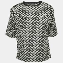 Pre Owned Dolce & Gabbana Cream All-Over Cat Print Cotton Half Sleeve Shirt S