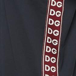 Pre Owned Dolce & Gabbana Navy Blue Cotton Logo Tape Detailed Turtle Neck T-Shirt XXL