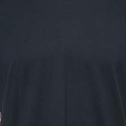 Pre Owned Dolce & Gabbana Navy Blue Cotton Logo Tape Detailed Turtle Neck T-Shirt XXL