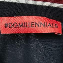 Pre Owned Dolce & Gabbana Navy Blue Cotton Logo Tape Detailed Turtle Neck T-Shirt XXL