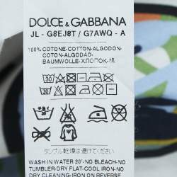 Dolce & Gabbana White Sketch Print Oversized Polo Shirt S