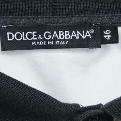 Dolce & Gabbana White Sketch Print Oversized Polo Shirt S