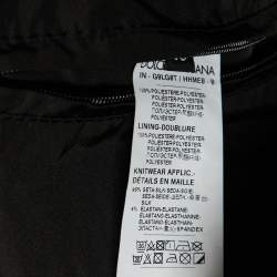 Pre Owned Dolce & Gabbana Black Print Synthetic Zip Front Hooded Jacket M
