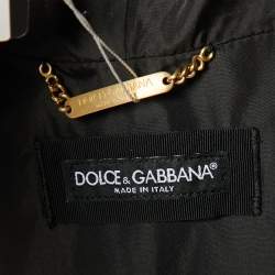 Pre Owned Dolce & Gabbana Black Print Synthetic Zip Front Hooded Jacket M