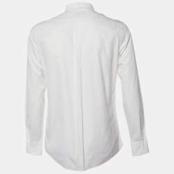 مملوكة مسبقًا Dolce & Gabbana White Embellished Detail Cotton Gold Fit Shirt L