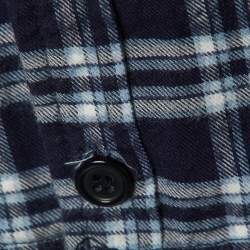 مملوكة مسبقًا Dolce & Gabbana Navy Blue Checkered Cotton Button Front Shirt L
