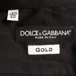 Pre Owned Dolce & Gabbana Black Cotton Button Front Gold Shirt L