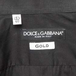 Pre Owned Dolce & Gabbana Black Cotton Button Front Gold Shirt L