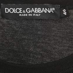 Pre Owned Dolce & Gabbana Black Musical Embroidered Cotton Half Sleeve T-Shirt S