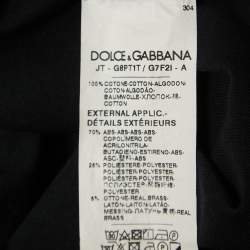 Pre Owned Dolce & Gabbana Navy Blue Cotton Logo Applique Half Sleeve T-Shirt M